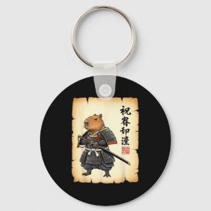 Samurai Capybara Japanische Kunst Vintage Grafik L Schlüsselanhänger