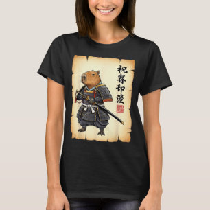 Samurai Capybara Japanische Kunst Vintage Grafik L T-Shirt