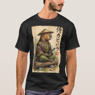 Samurai Capybara Japanische Kunst Vintage Grafik L T-Shirt