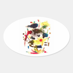 Samurai Cat Abstrakt Acrylic Hankamer Artjunkhaus Ovaler Aufkleber