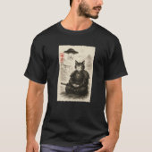 Samurai Cat Alien UFO Funny Invasion Meme Sumi e J T-Shirt (Vorderseite)