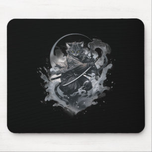 Samurai Cat Anime Japanisch Ninja Warrior Ästhetik Mousepad
