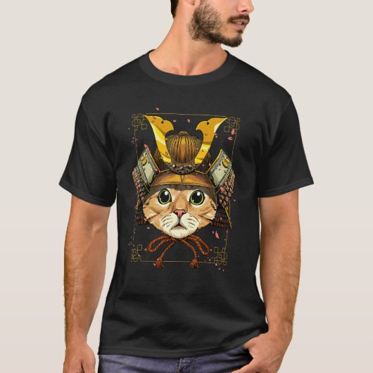 Samurai Cat Armor Japanese Warrior Bushido Japanes T-Shirt (Vorderseite)