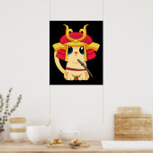 Samurai Cat Cute Japanese Anime Cosplay Halloween Poster (Küche)