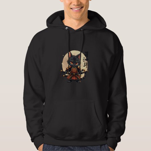 samurai cat graphic warrior art tee Japanese anime (Vorderseite)