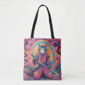 Samurai Cat Holing a Katana Design Tasche (Vorderseite)