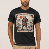 Samurai Cat Illustration T-Shirt | Japanese Sunset (Vorderseite)