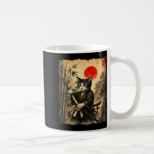Samurai Cat Japanese Art Men Boys Funny Graphic Te Kaffeetasse (Rechts)