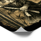 Samurai Cat Japanese Art Men Boys Funny Graphic Te Poster (Ecke)