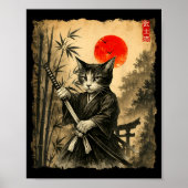 Samurai Cat Japanese Art Men Boys Funny Graphic Te Poster (Vorne)