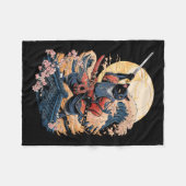 Samurai Cat Japanese Cat Anime Ninja Fleecedecke (Vorderseite (Horizontal))