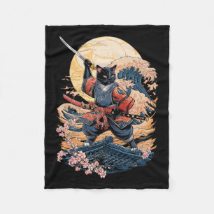 Samurai Cat Japanese Cat Anime Ninja Fleecedecke