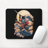 Samurai Cat Japanese Cat Anime Ninja Mousepad (Mit Mouse)