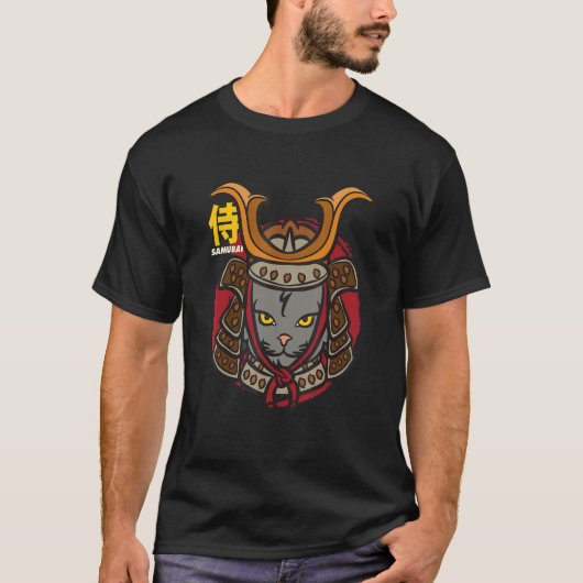 Samurai Cat Japanese Kitty Warrior 1 T-Shirt (Vorderseite)