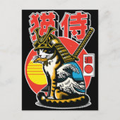 Samurai Cat Japanese Wave – Kühner Krieger Postkar Postkarte (Vorderseite)