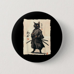 Samurai Cat Japanisch Anime Cat Lover Funny für Mä Button
