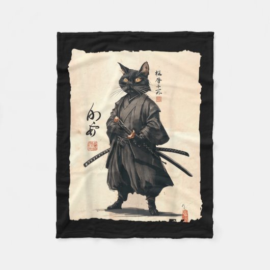 Samurai Cat Japanisch Anime Cat Lover Funny für Mä Fleecedecke (Vorderseite)