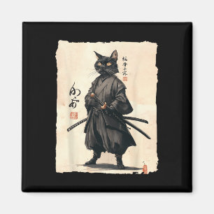 Samurai Cat Japanisch Anime Cat Lover Funny für Mä Magnet