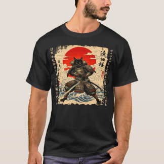 Samurai Cat Japanische Katze Warrior anime Katze J T-Shirt
