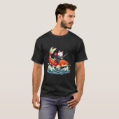 Samurai Cat Japanischer Koi Fisch T-Shirt (Vorne ganz)