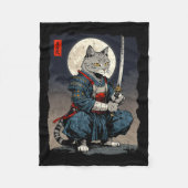 Samurai Cat Japanischer Retro-Kämpfer Cat Moon Uki Fleecedecke (Vorderseite)