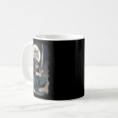 Samurai Cat Japanischer Retro-Kämpfer Cat Moon Uki Kaffeetasse (Vorderseite Links)
