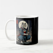 Samurai Cat Japanischer Retro-Kämpfer Cat Moon Uki Kaffeetasse (Links)