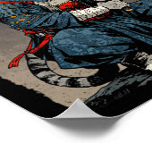 Samurai Cat Japanischer Retro-Kämpfer Cat Moon Uki Poster (Ecke)