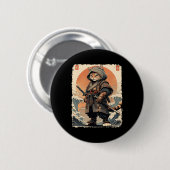 Samurai Cat Katana Full Gear Warrior Kämpfer Japan Button (Vorne & Hinten)