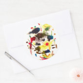 Samurai Cat Lady Abstrakt Hankamer Artjunkhaus Kun Runder Aufkleber (Umschlag)