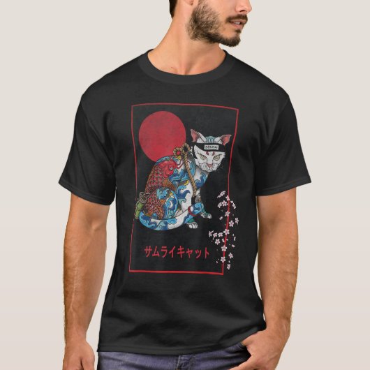 Samurai Cat Master Irezumi Ninja Japanisch Koi Tat T-Shirt (Vorderseite)