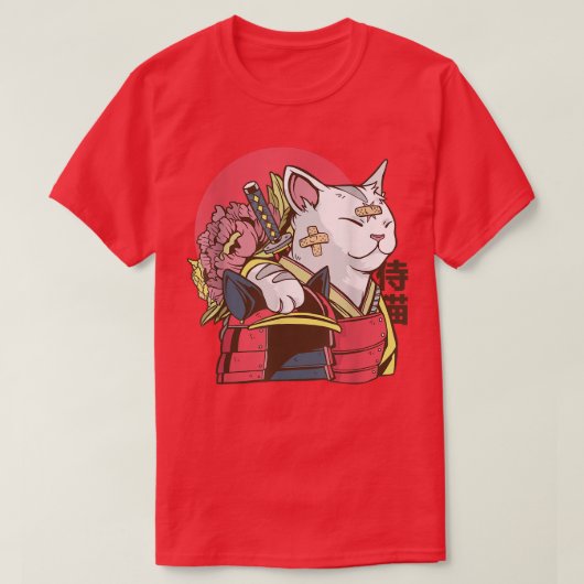 Samurai Cat mit Armor Plaster Asian Martial Arts T-Shirt (Design vorne)