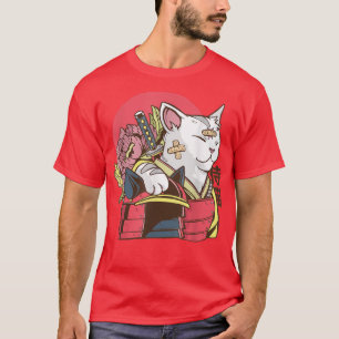 Samurai Cat mit Armor Plaster Asian Martial Arts T-Shirt
