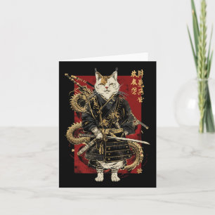 Samurai Cat mit Dragon japanisches Kanji Karte