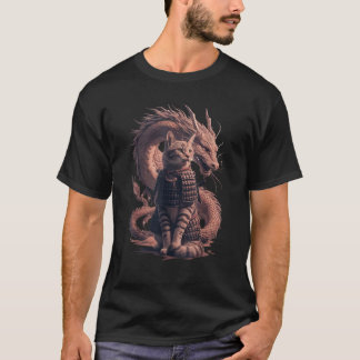 Samurai Cat mit Dragon T Shirt