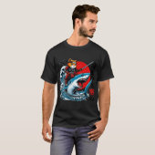 Samurai Cat Ninja Japanese Art Cat Shark Kanagawa T-Shirt (Vorne ganz)