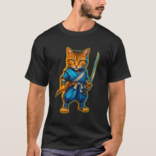 Samurai Cat – Ninja Warrior T-Shirt (Vorderseite)
