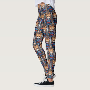Samurai Cat Pixel Art Leggings