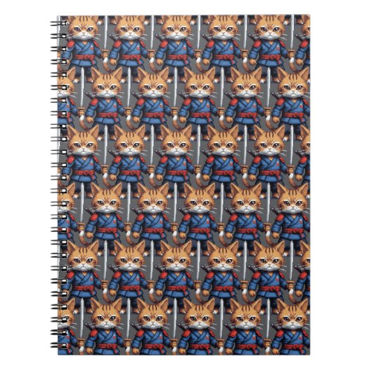 Samurai Cat Pixel Art Notizblock (Vorderseite)