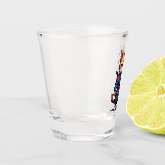 Samurai Cat Pixel Art Schnapsglas (Links)