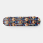 Samurai Cat Pixel Art Skateboard (Horizontal)