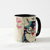 SAMURAI CAT-PORTRAT MIT SERPENT-TATTOOS TASSE (VorderseiteRechts)