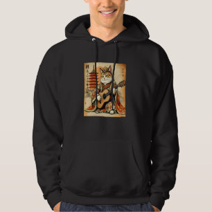 Samurai Cat Shred Japanisch Warrior Gitarre Art Hoodie