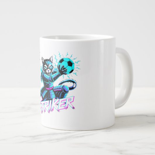 Samurai Cat Striker Mug - For Soccer Fans Jumbo-Tasse (Vorderseite Rechts)