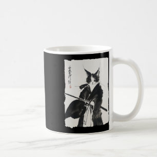Samurai Cat T-Shirt Vintag Ukiyo-e Warrior Art Gra Kaffeetasse