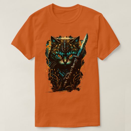 Samurai Cat The Feline Warrior T-Shirt (Design vorne)