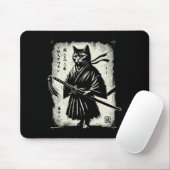 Samurai Cat Ukiyo-e Warrior Art Graphic Sumi-e Cat Mousepad (Mit Mouse)