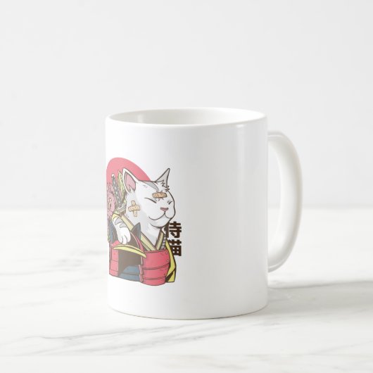 Samurai Cat - Vaporwave Cat Kaffeetasse (VorderseiteRechts)