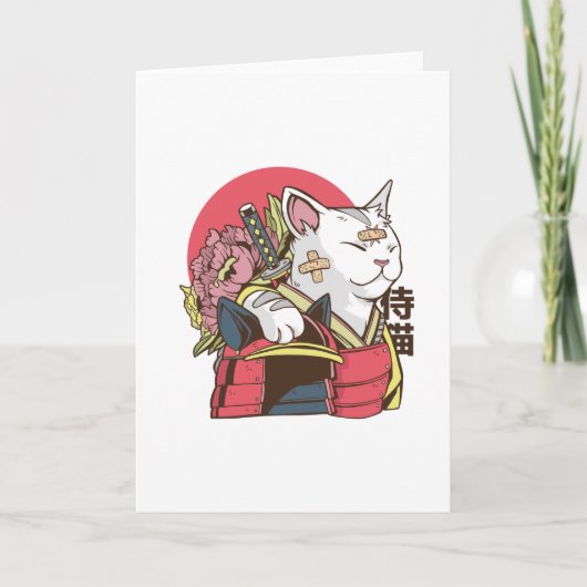 Samurai Cat - Vaporwave Cat Karte (Vorderseite)