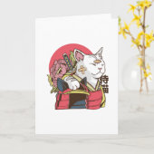 Samurai Cat - Vaporwave Cat Karte (Gelbe Blume)